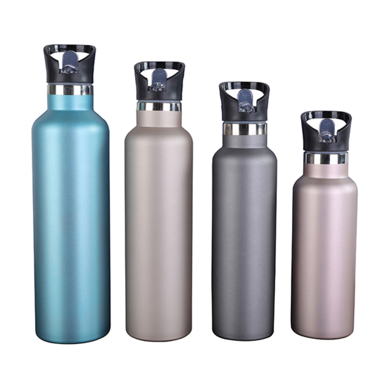 Double Walled Stainless Steel Sports Flask With Straw