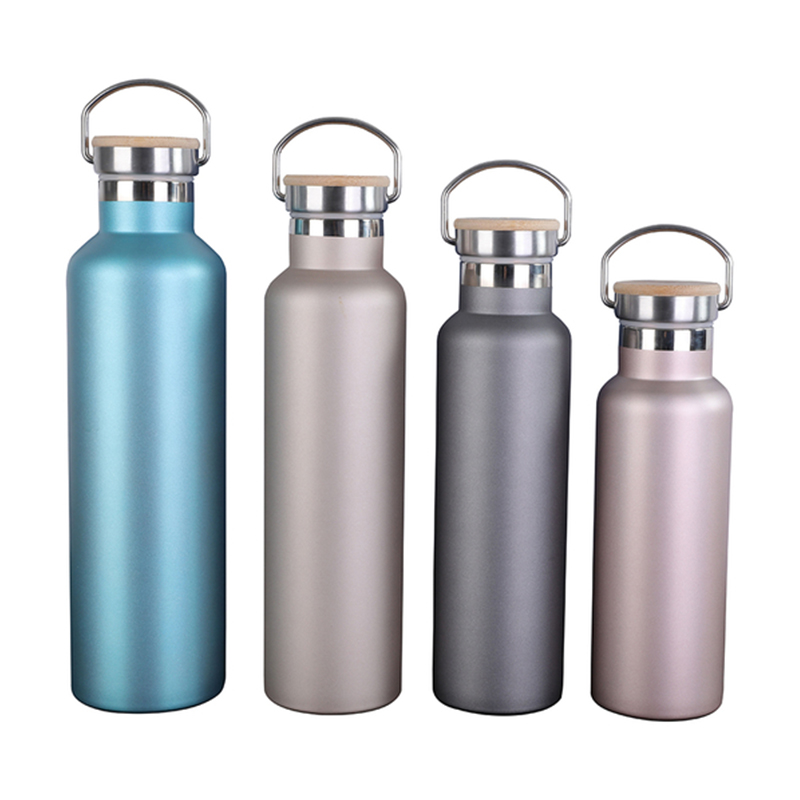 Stainless Steel Insulated Sports Water Bottle with Bamboo Lid