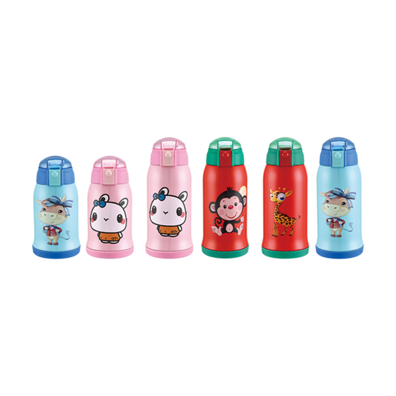 Children Thermal Water Bottle With Straw and Shoulder Strap