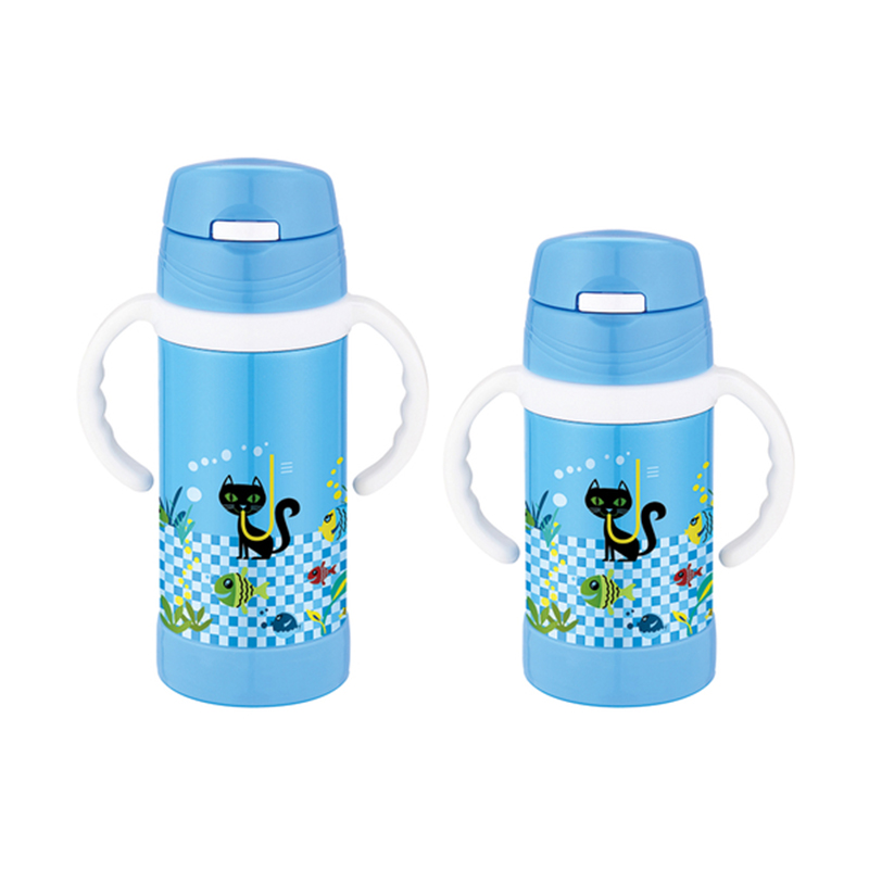 Portable Cartoon Kids Insulated Thermos Bottle With Straw