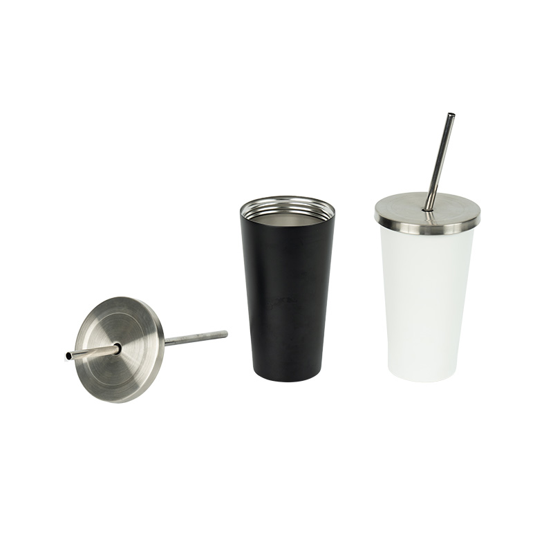 Stainless Steel Vacuum Coffee Mug With Lid And Straw