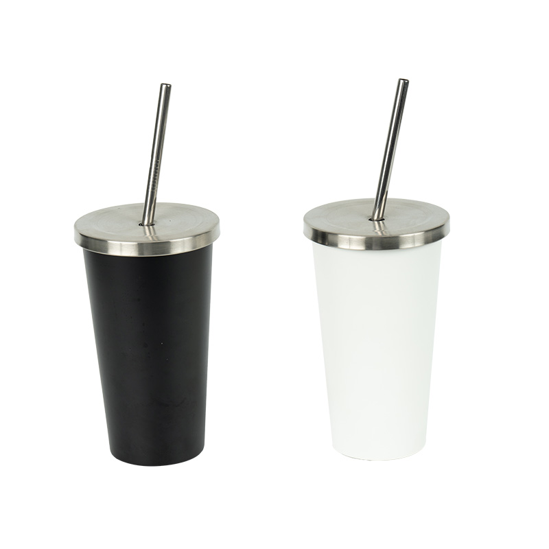 Stainless Steel Vacuum Coffee Mug With Lid And Straw